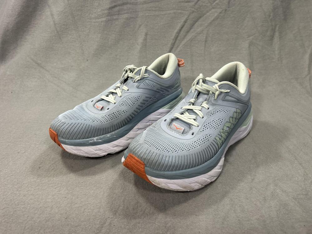 Hoka One One Bondi 7 Shoes Womens Size 9.5 Blue Road Running Cushioned Sneaker